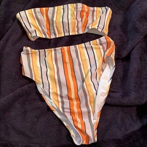 Striped high waisted bikini